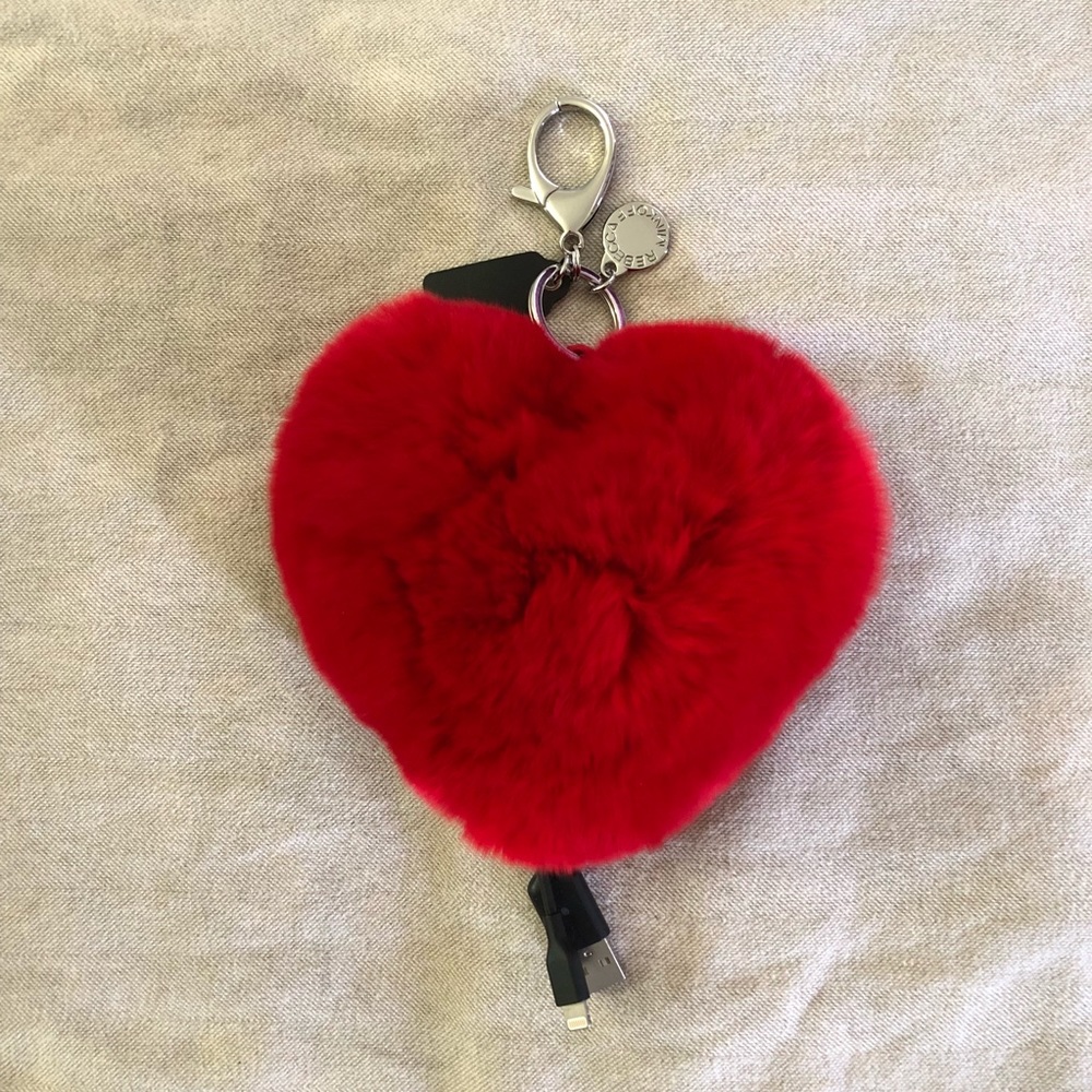 Heart Shaped Power Puff Keychain brand new
